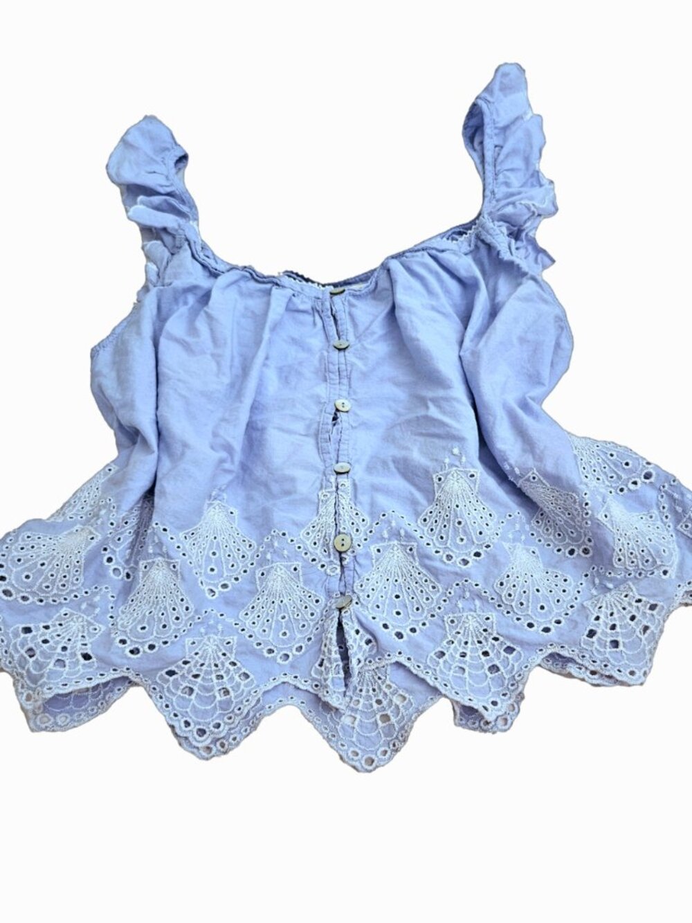 Blue Calypso Saint Barth Brand 100% Cotton Embroidered Seashell Top Size M